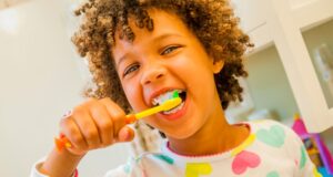 Girl Brushing Teeth Dental Routine
