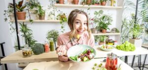 Woman Eating Healthy for Oral Health