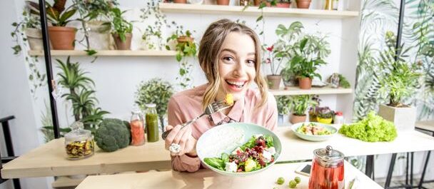 Woman Eating Healthy for Oral Health