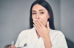 Woman concerned about bad breath