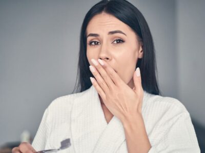 Woman concerned about bad breath