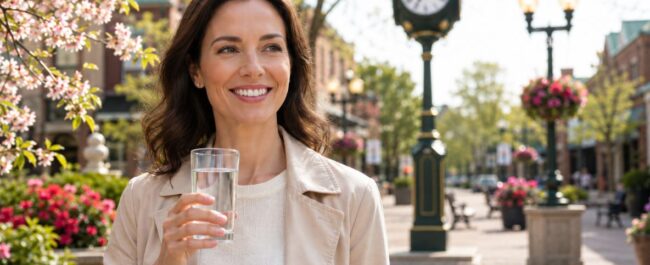 Woman Walking in Oakville during Allergy Season