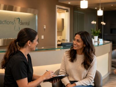 Patient Discussing Canadian Dental Care Plan with Oakville Dental Office