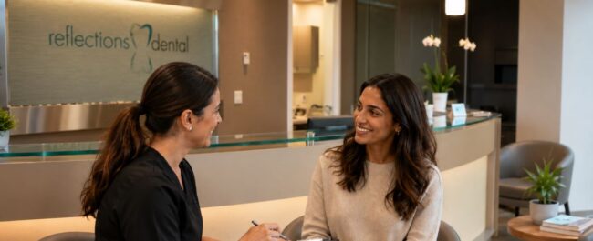 Patient Discussing Canadian Dental Care Plan with Oakville Dental Office